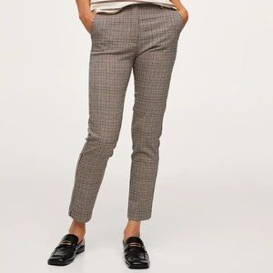 Mango Brown Plaid Crop Skinny Pants